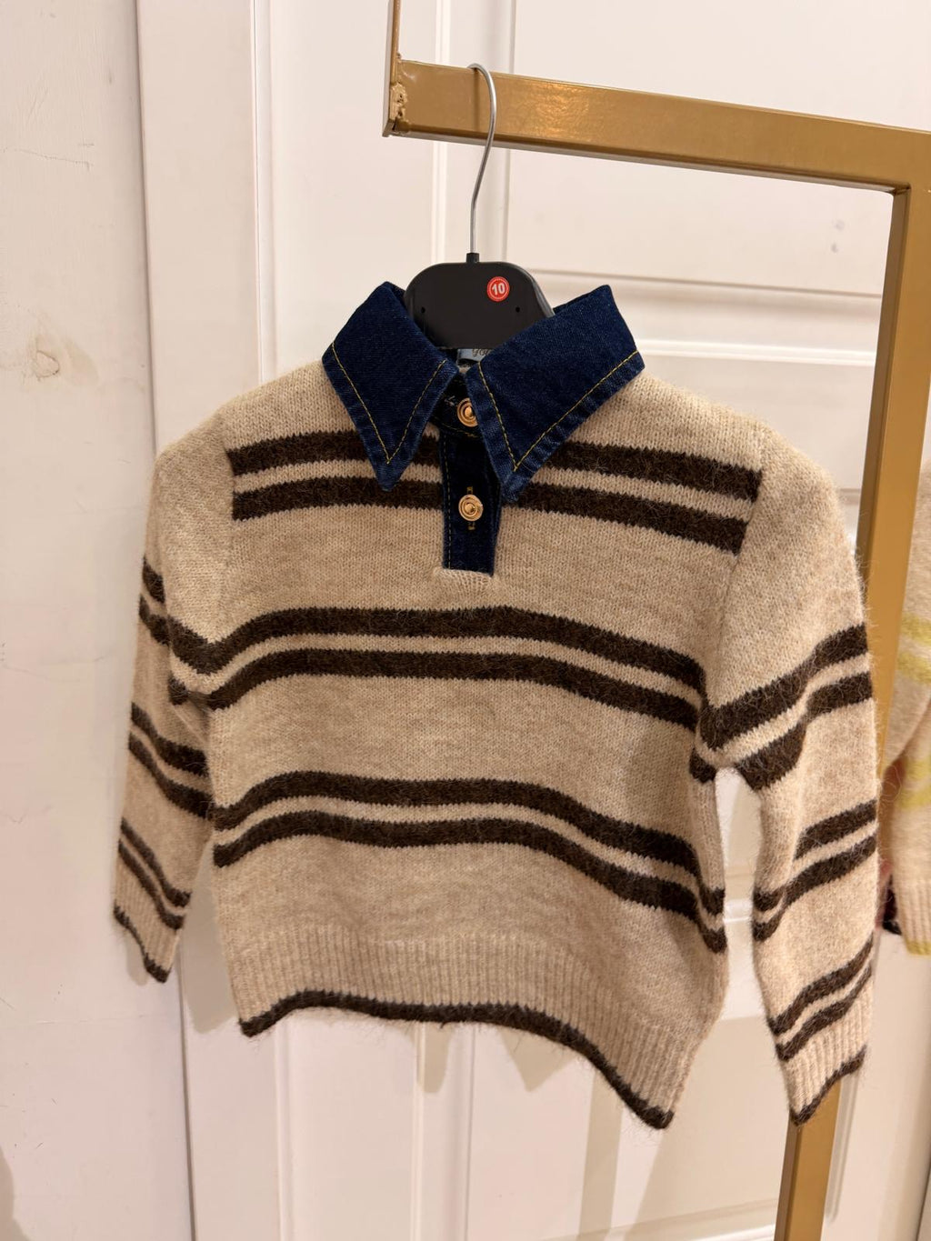 Pull righe colletto jeans