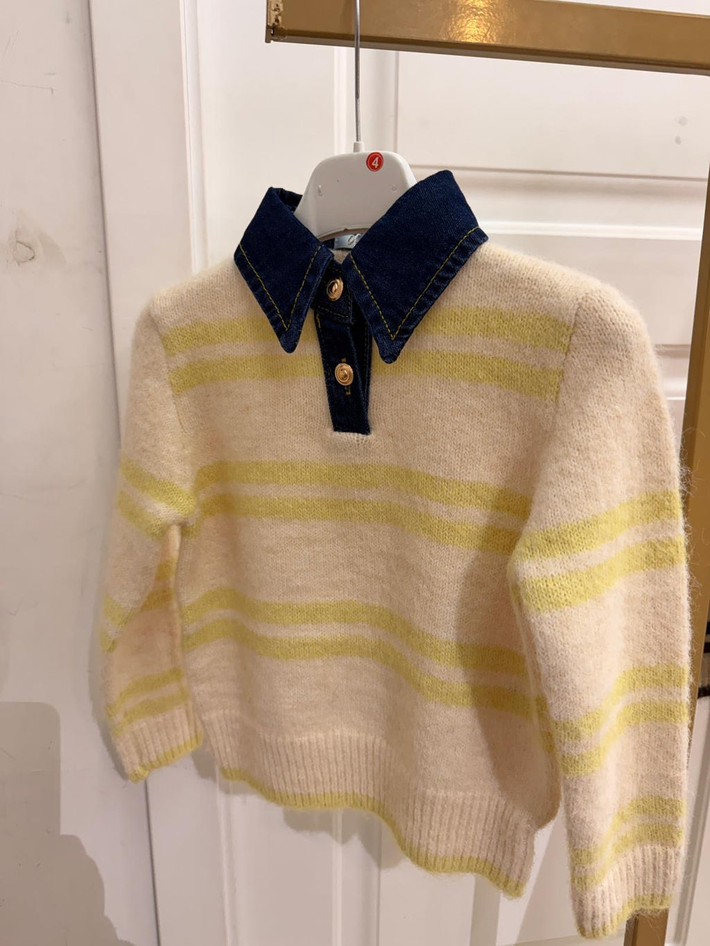 Pull righe colletto jeans